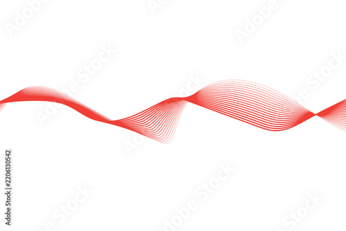 Abstract red wavy lines isolated on white background