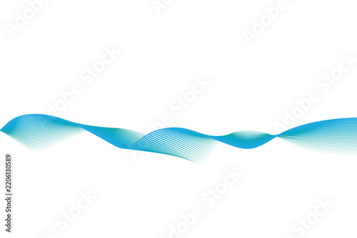 Abstract blue wavy lines isolated on white background