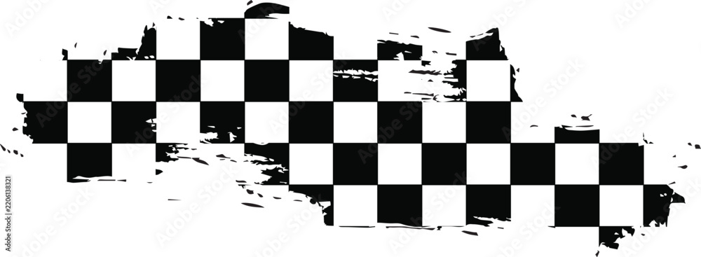 Obraz premium stepped grunge checkered racing flag banner black and white race texture isolated on white background eps vector file