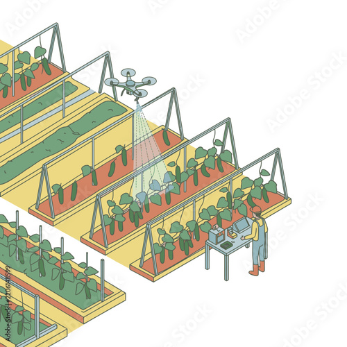 Professional Vertical Indoor Farming System with Hydroponics LED Grow Lights and Worker Monitoring Plants in Multi Level Setup