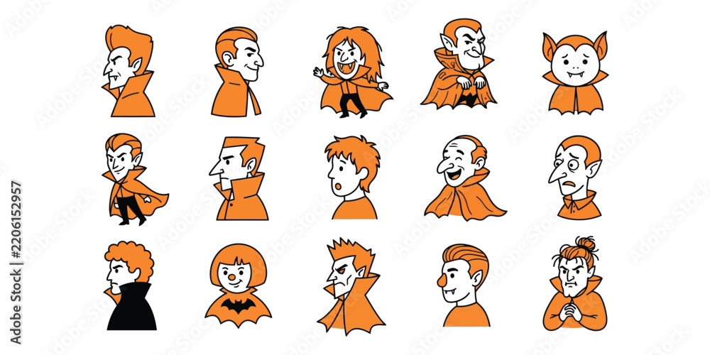 Obraz premium Halloween Vampire Cartoon Character Set