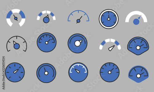 Collection of blue and white ceramic pieces in various abstract circular shapes