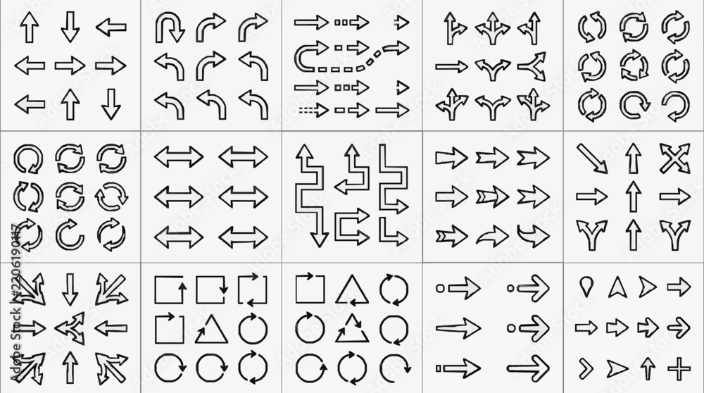 Fototapeta premium Comprehensive Collection of Directional and Navigation Arrow Icons Set