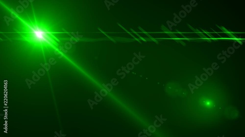 Anamorphic lens flare burst in slow motion, isolated on black background.
