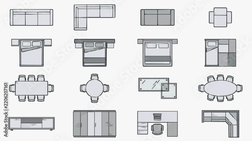 Collection of Minimalist Furniture Floor Plans for Interior Design Projects