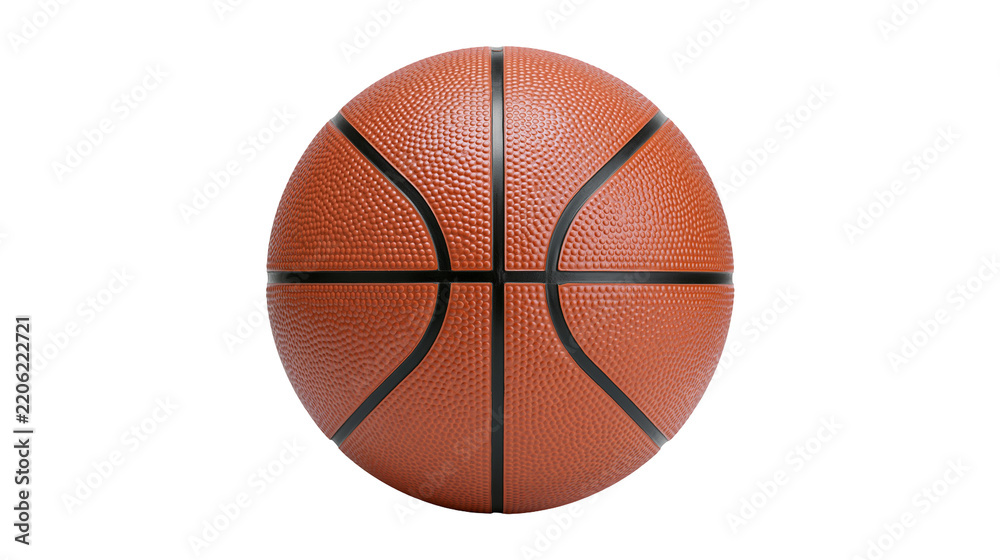 Fototapeta premium Orange textured basketball with black lines, isolated on transparent background