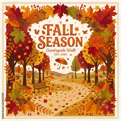 Falling for Fall Typography with Autumn Leaves Vector Design