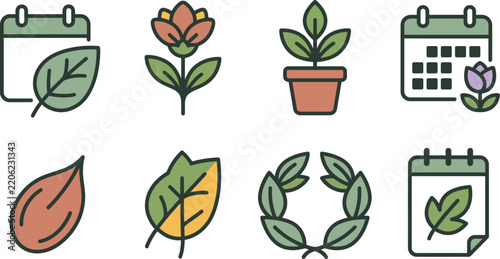 Botanical Nature and Eco Friendly Icon Set