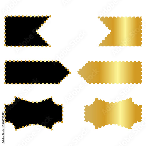 Luxury gold and black geometric shapes collection. Premium vector badges and empty labels for elegant branding, corporate certificates, or quality stamps.
