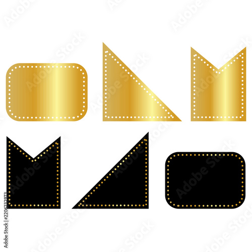 Luxury gold and black geometric shapes collection. Premium vector badges and empty labels for elegant branding, corporate certificates, or quality stamps.