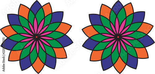 Colorful Mandala Flower Pattern with Layered Petals Vector Illustration