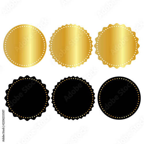 Luxury gold and black geometric shapes collection. Premium vector badges and empty labels for elegant branding, corporate certificates, or quality stamps.