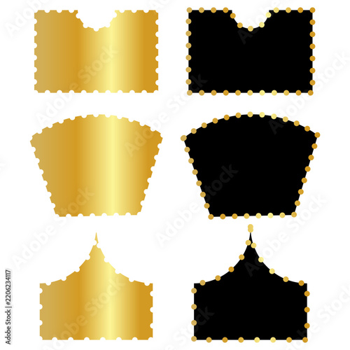 Luxury gold and black geometric shapes collection. Premium vector badges and empty labels for elegant branding, corporate certificates, or quality stamps.