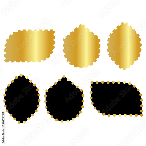 Luxury gold and black geometric shapes collection. Premium vector badges and empty labels for elegant branding, corporate certificates, or quality stamps.