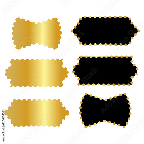 Luxury gold and black geometric shapes collection. Premium vector badges and empty labels for elegant branding, corporate certificates, or quality stamps.