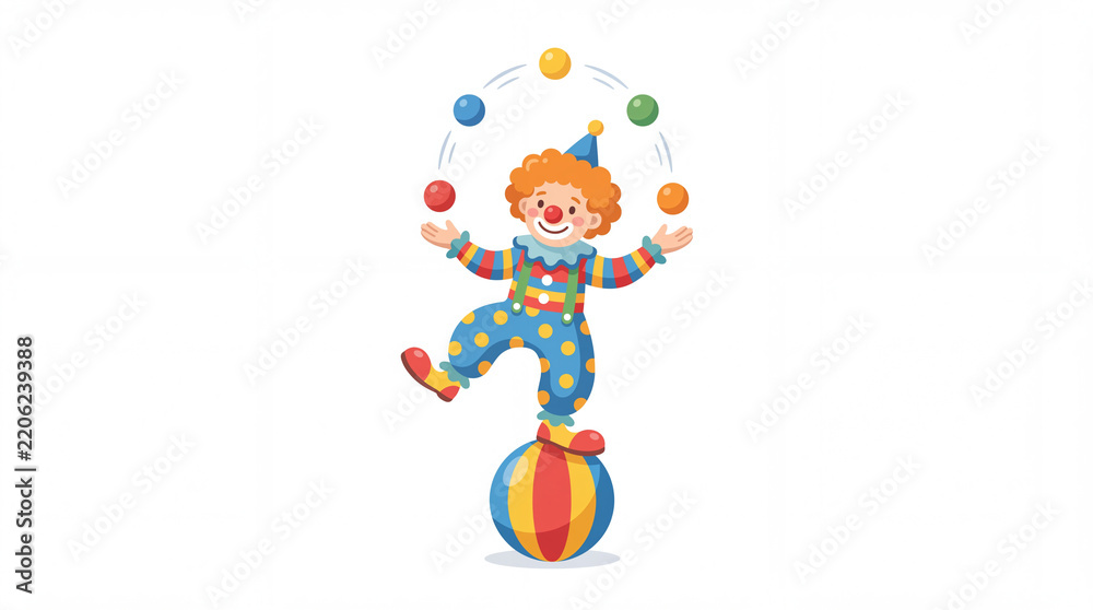Obraz premium Circus Clown Performing Acrobatic Balancing Act