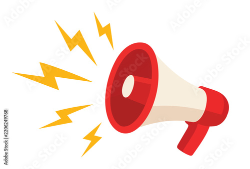 Red Megaphone with Sound Bursts Illustration