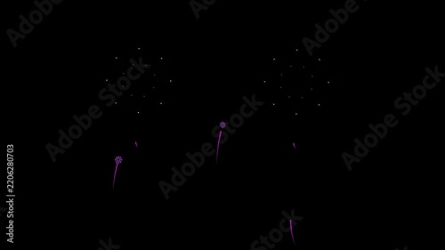 Fireworks line spark burst animation on black and Green screen. 4K video