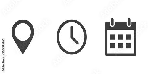 Clock Location and Calendar Icons