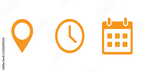 Location Clock and Calendar Scheduling Icons