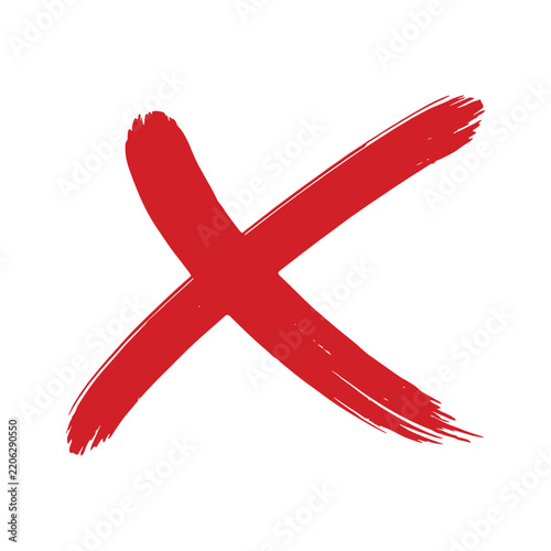 Red Hand Drawn Cross Mark Symbol