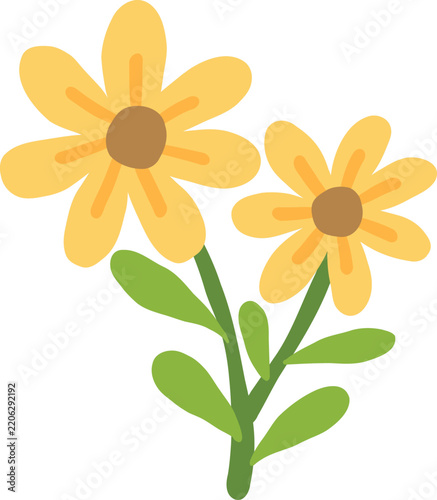 cute spring summer blossom sunflower vector cartoon illustration
