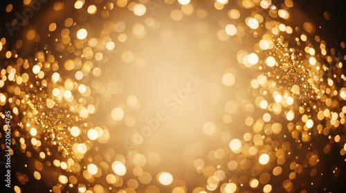 Golden Bokeh Lights Background with Sparkling Glitter and Soft Focus Effect for Festive Celebrations