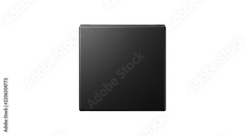 Black square cosmetic compact case isolated on transparent background
