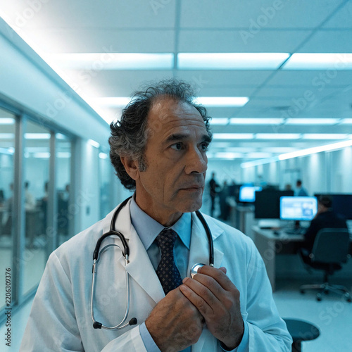 Professional Male Doctor in White Coat Holding Medical Clipboard