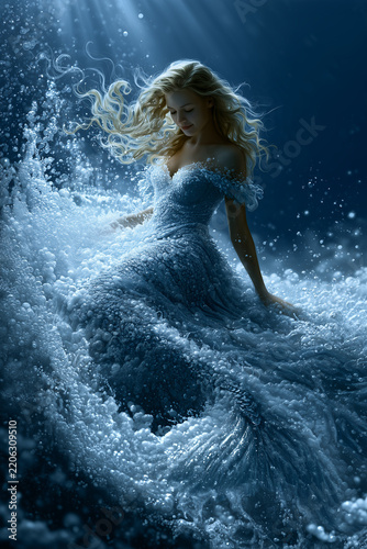 Young Adult Mermaid Transforming into Delicate Sea Foam in a Tragic Fairy Tale