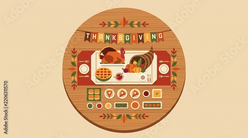 Dinner table turkey digital photo graphic