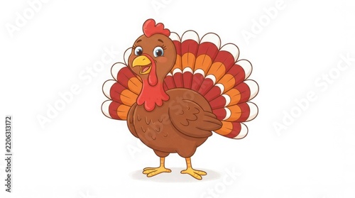 A charming cartoon turkey illustration celebrating the spirit of thanksgiving and autumn festivities