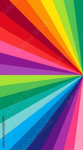 Rainbow stripes pattern radiating from side point with vibrant color spectrum display