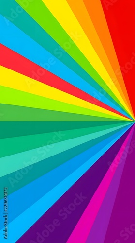Rainbow striped background with bright diagonal color rays in spectrum shades