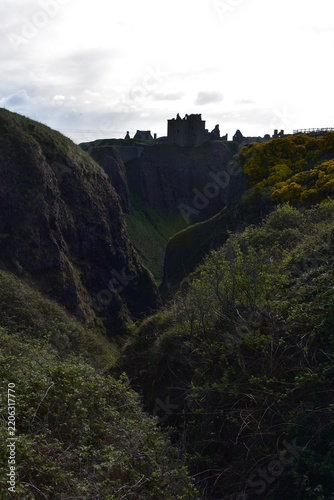 Cinematic Coastal Landscape with Ruined Castle Silhouette