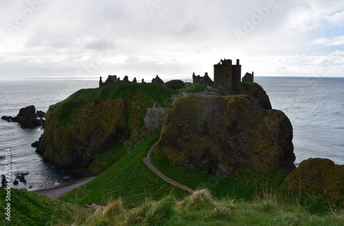 Stunning Panorama of Medieval Ruins on Eroded Coastal Cliffs