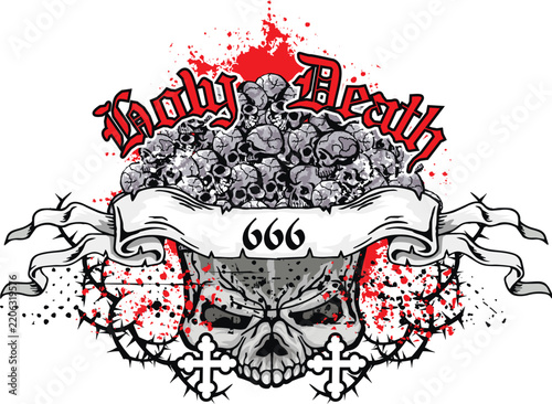gothic sign with skull, grunge vintage design t shirts