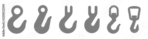 Flat illustration of different types of lifting hooks