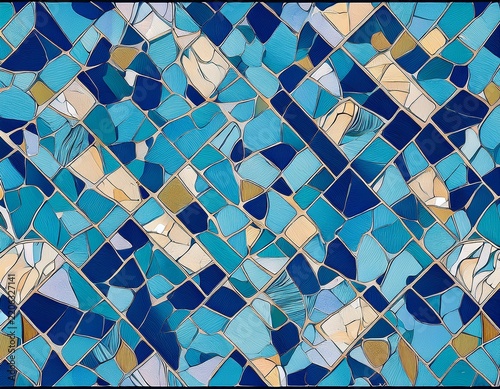 seamless colorful blue terrazzo floor tile texture abstract geometric pattern background