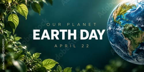 Celebration of Earth Day on April 22 With a View of the Planet and Greenery