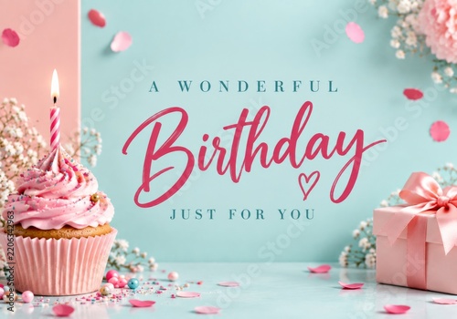 Celebrating a Special Birthday With a Colorful Cupcake and Gifts