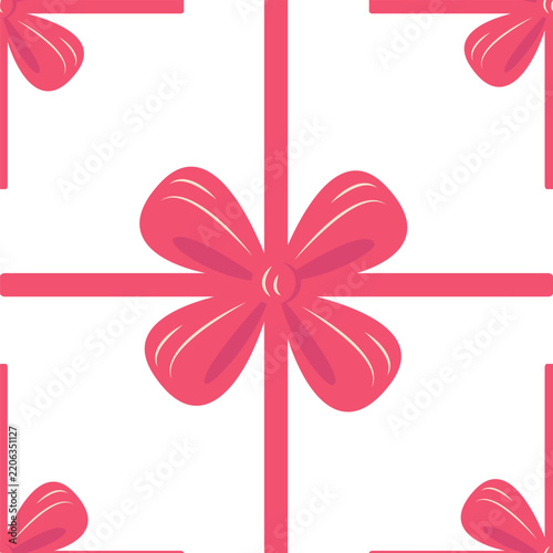 Christmas wreath with red bow seamless pattern. Whimsical christmas pattern