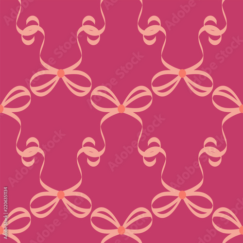 Seamless pattern with bows. Hairstyles, hair, festive gift wrapping.
