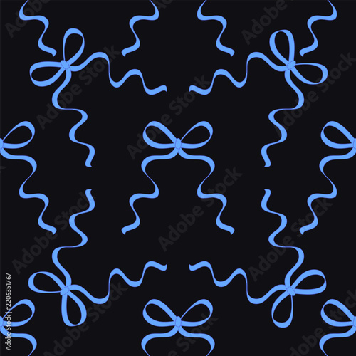Seamless pattern with bows. Hairstyles, hair, festive gift wrapping.