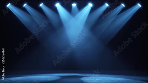 Blue Stage Spotlight Background with Cinematic Lighting