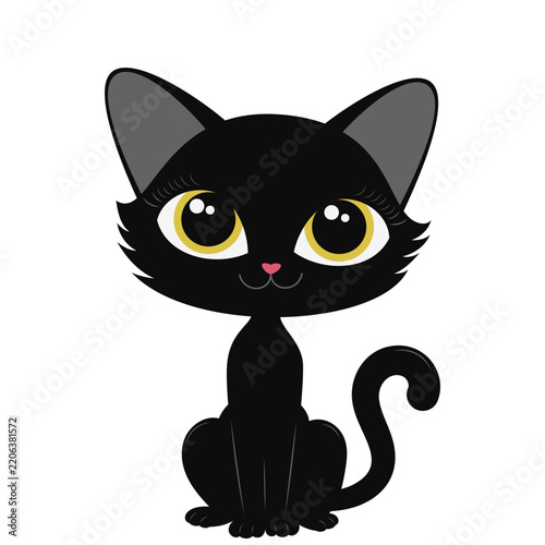 Cute Black Cat Cartoon Character