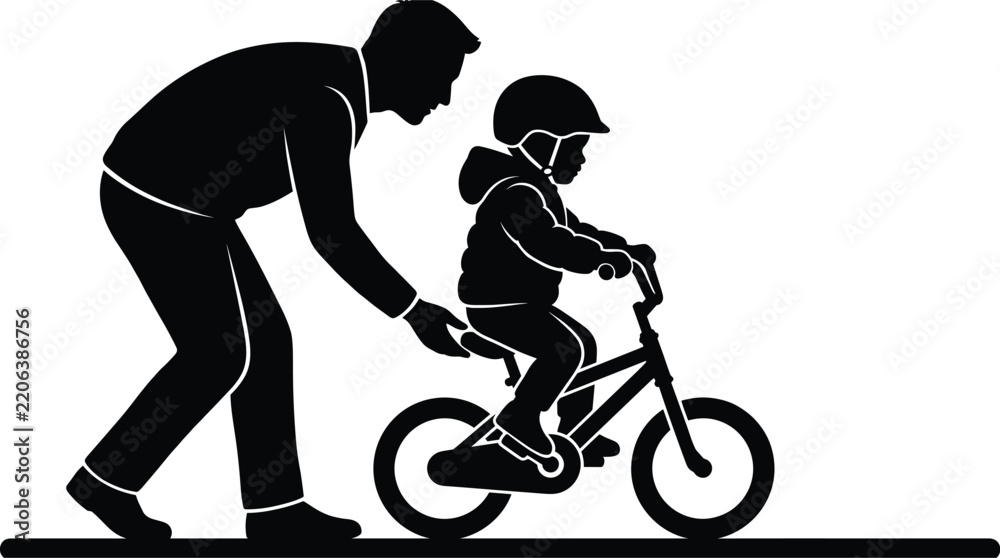 Obraz premium Girl Riding Bicycle Silhouette Vector Illustration for Cycling Sport, BMX Racing, Outdoor Adventure and Active Lifestyle Design