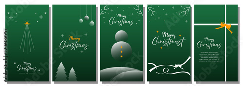 Merry Christmas Poster Collection with Baubles and Christmas Tree