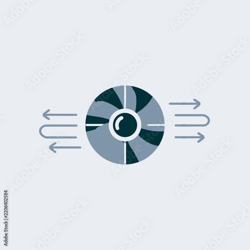 Fan illustration showing air flow for ventilation