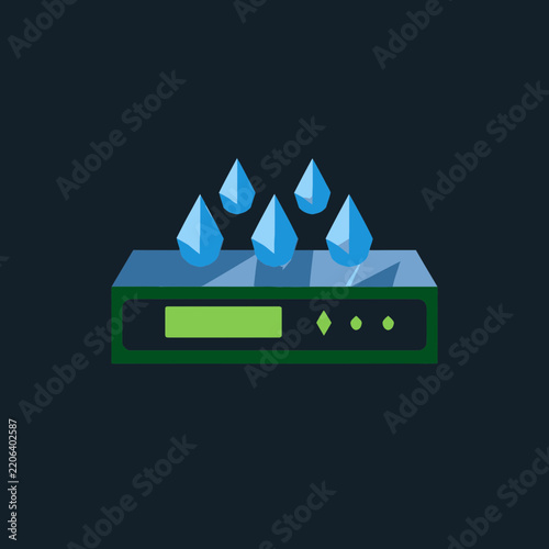 Smart sprinkler system icon with water droplets